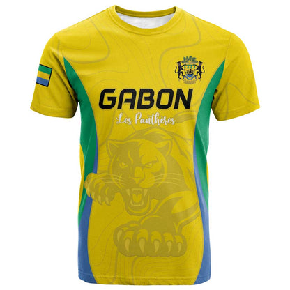 Custom Gabon Football T-Shirt Go Champions Les Pantheres Graphic Tee