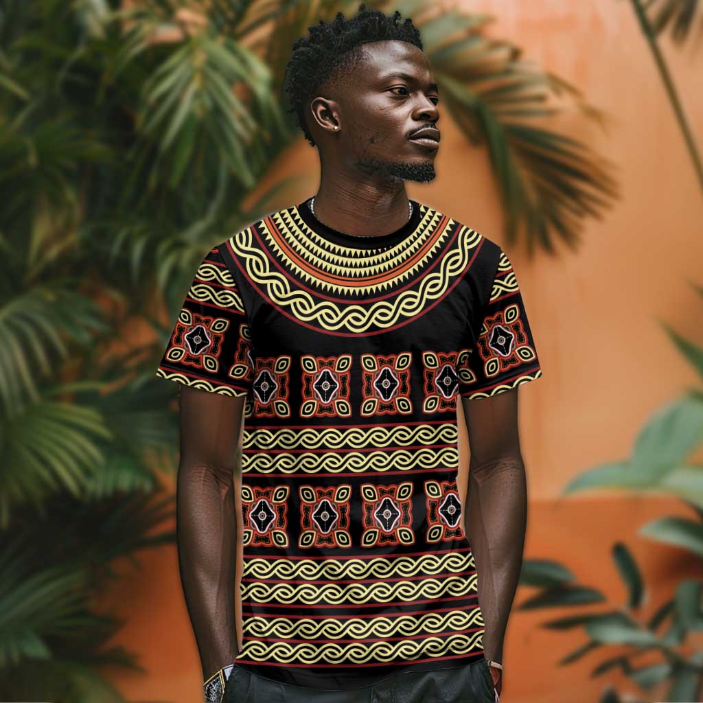 Cameroon Traditional Pattern T-Shirt Bamenda Royal Toghu Graphic Tee