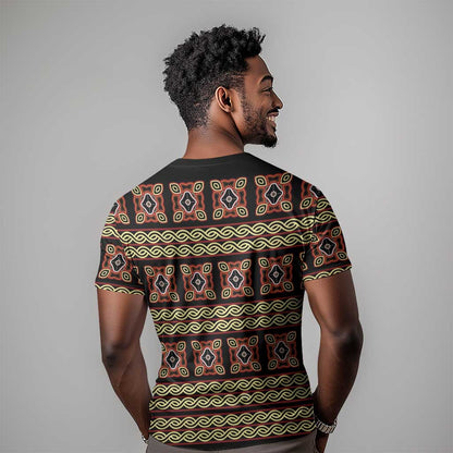 Cameroon Traditional Pattern T-Shirt Bamenda Royal Toghu Graphic Tee