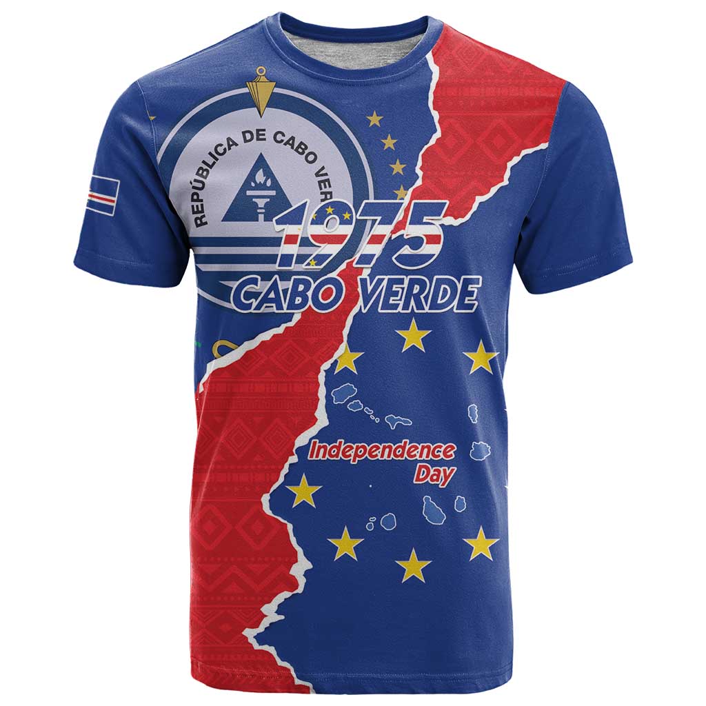 Happy Cape Verde Independence Day T-Shirt Coat Of Arms With Map Graphic Tee