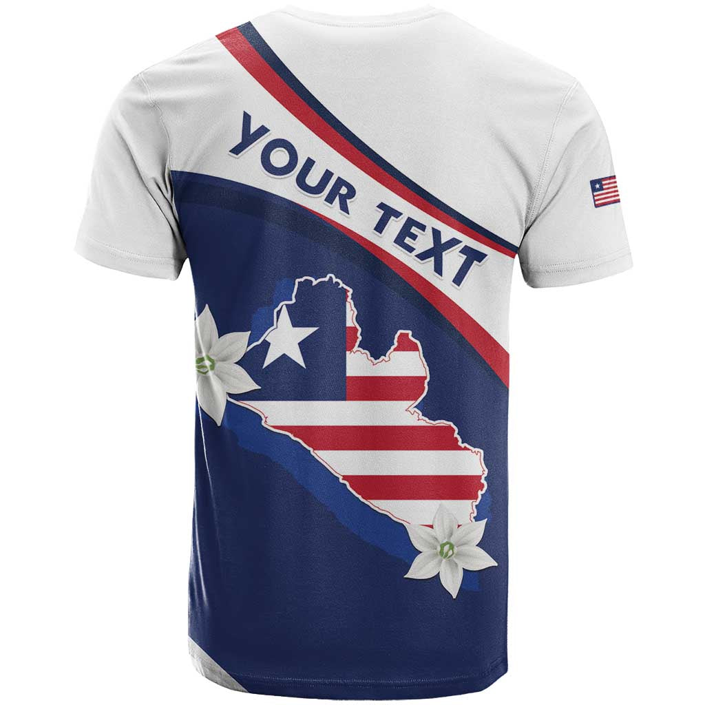 Personalized Liberia Independence Day T-Shirt Coat Of Arms Pepper Flowers Graphic Tee