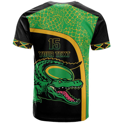 Jamaica Rugby Custom T-Shirt Go Jamaica Crocs - Pineapple Pattern Graphic Tee