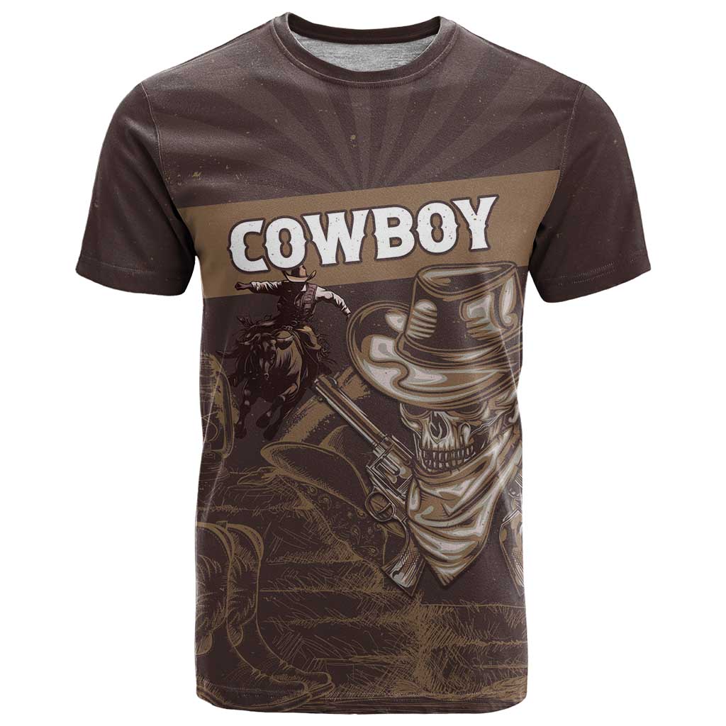 Personalised Skull Cowboy T-Shirt Vintage Style Graphic Tee