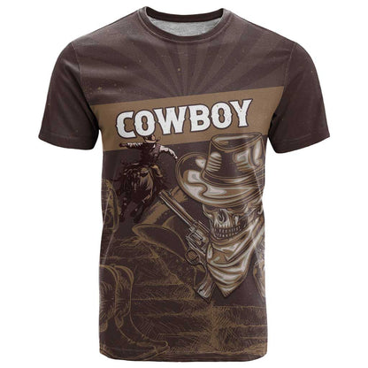 Personalised Skull Cowboy T-Shirt Vintage Style Graphic Tee