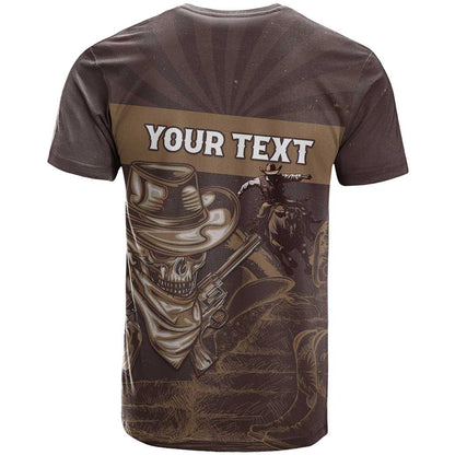 Personalised Skull Cowboy T-Shirt Vintage Style Graphic Tee