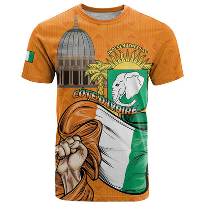Personalised Ivory Coast Independence Day T-Shirt Yamoussoukro Coat Of Arms Graphic Tee