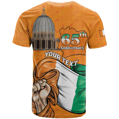 Personalised Ivory Coast Independence Day T-Shirt Yamoussoukro Coat Of Arms Graphic Tee