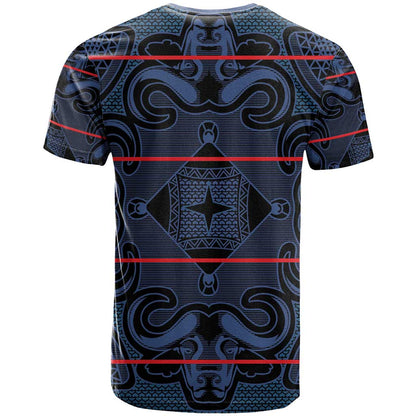 Lesotho Seanamarena - Motlatsi T-Shirt Basotho Traditional Blanket Style - Blue Graphic Tee