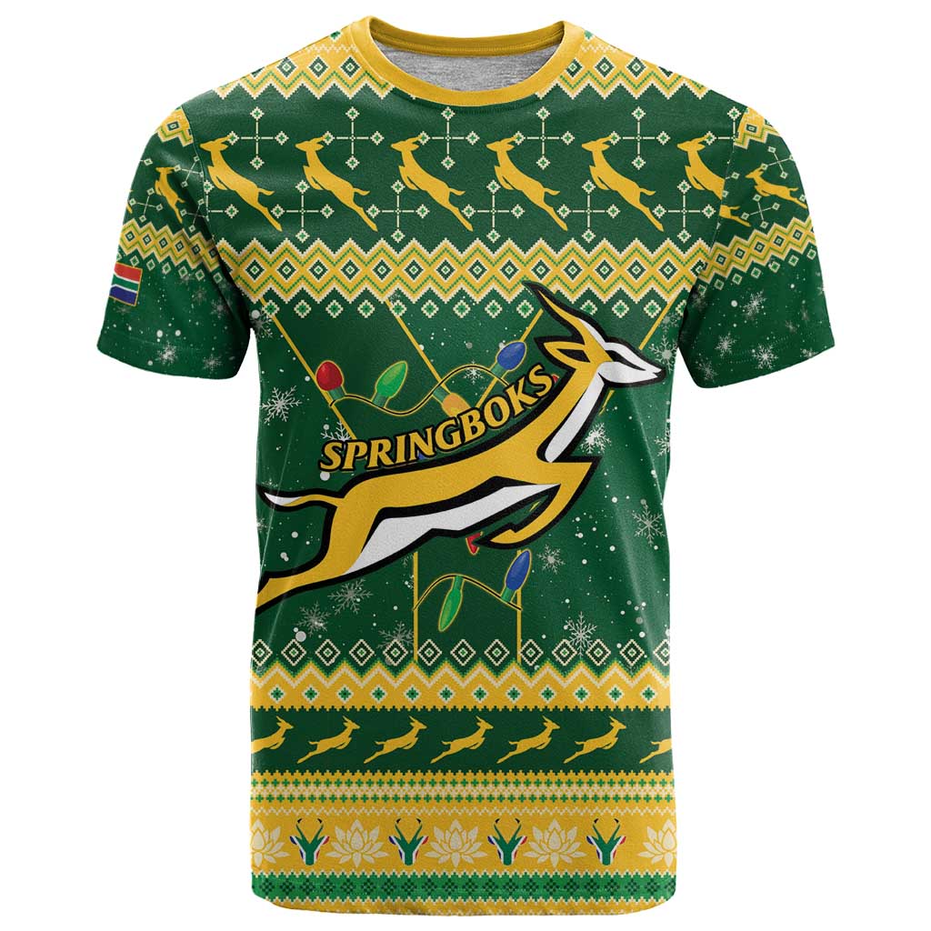 South Africa Christmas Rugby T-Shirt Springboks Geseende Kersfees Graphic Tee