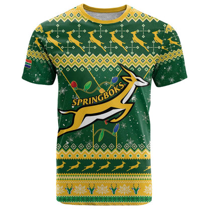 South Africa Christmas Rugby T-Shirt Springboks Geseende Kersfees Graphic Tee