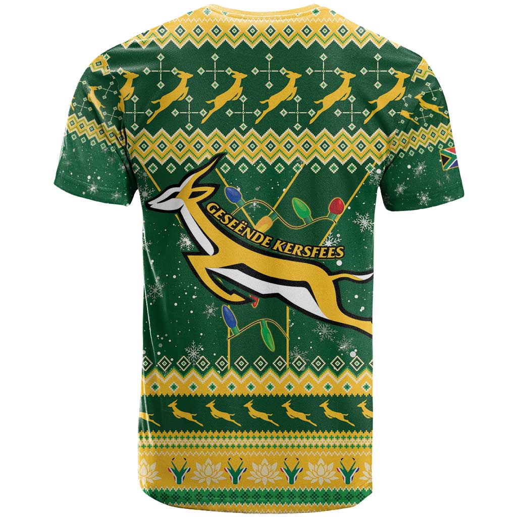 South Africa Christmas Rugby T-Shirt Springboks Geseende Kersfees Graphic Tee