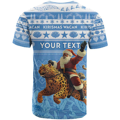 Personalised Somalia Christmas T-Shirt Black Santa Riding Leopard Kirismas Wacan Graphic Tee