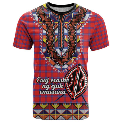 Personalised Kenya Maasai Shuka T-Shirt Mix Dashiki - Beadwork Pattern Graphic Tee