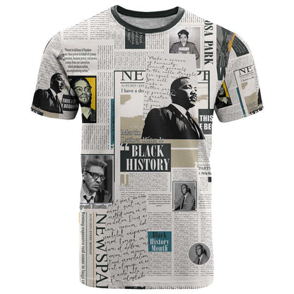 Civil Rights Leaders T-Shirt Newspaper Print Style Graphic Tee