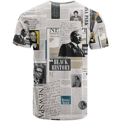 Civil Rights Leaders T-Shirt Newspaper Print Style Graphic Tee