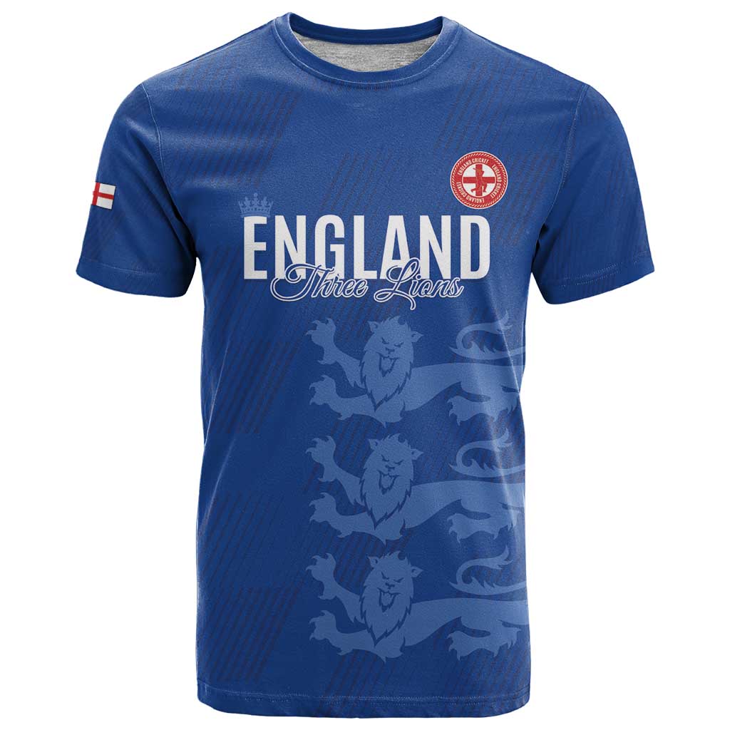 Custom England Cricket T-Shirt Go Three Lions - Blue Ver Graphic Tee