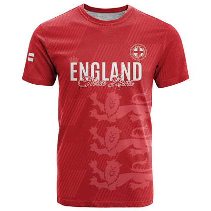 Custom England Cricket T-Shirt Go Three Lions - Red Ver Graphic Tee