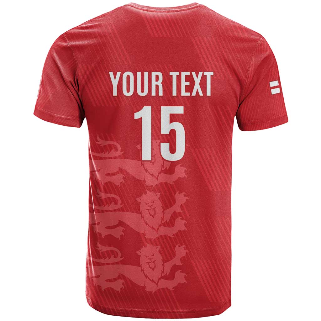 Custom England Cricket T-Shirt Go Three Lions - Red Ver Graphic Tee