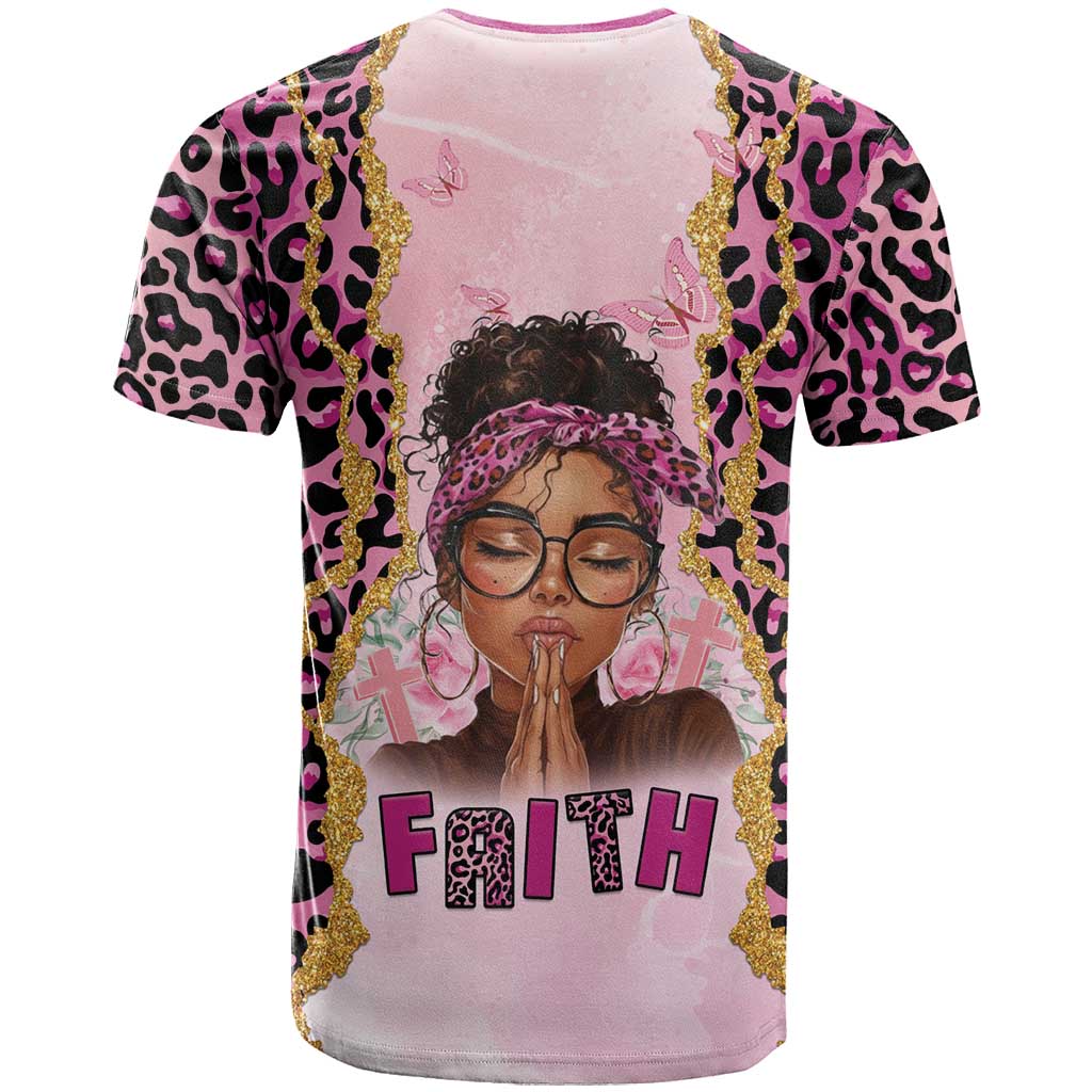 Black Her Story T-Shirt Faith Pink Leopard Graphic Tee