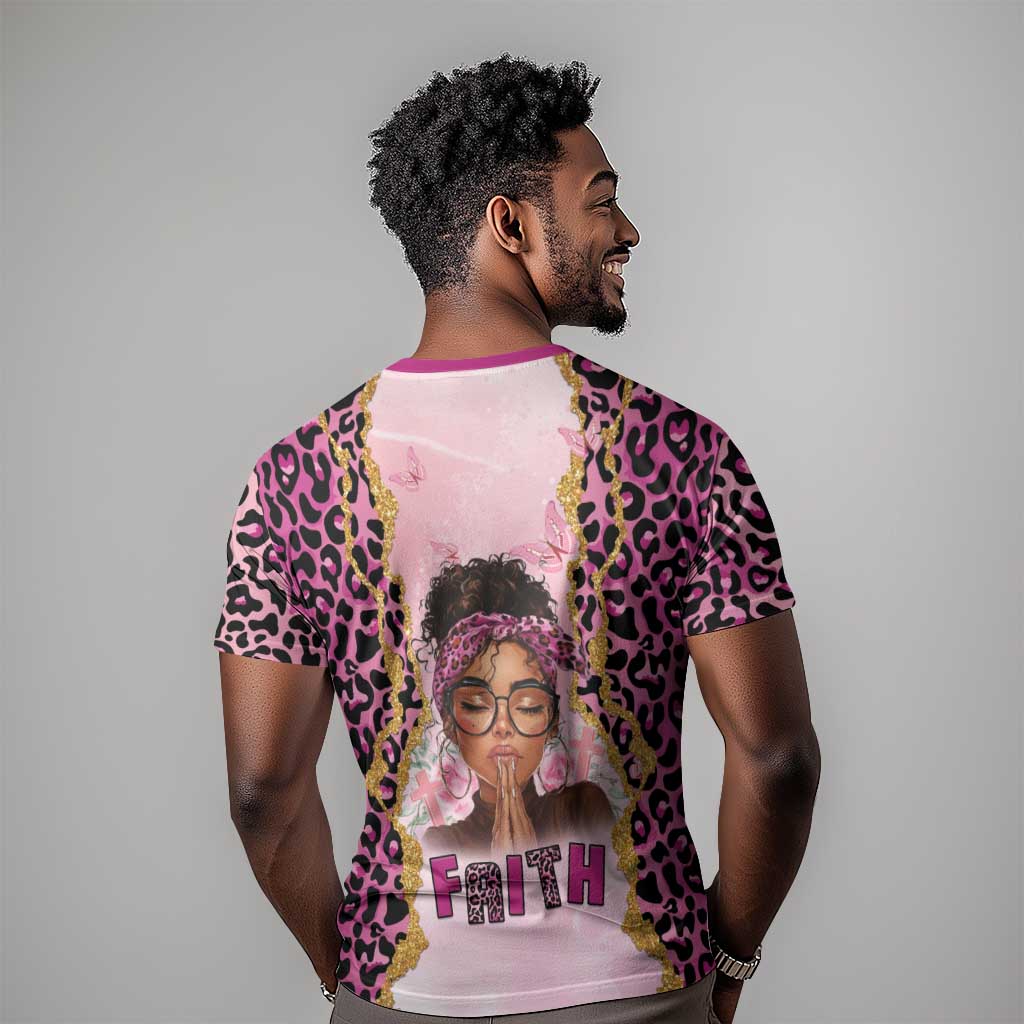 Black Her Story T-Shirt Faith Pink Leopard Graphic Tee