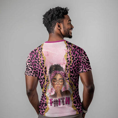 Black Her Story T-Shirt Faith Pink Leopard Graphic Tee