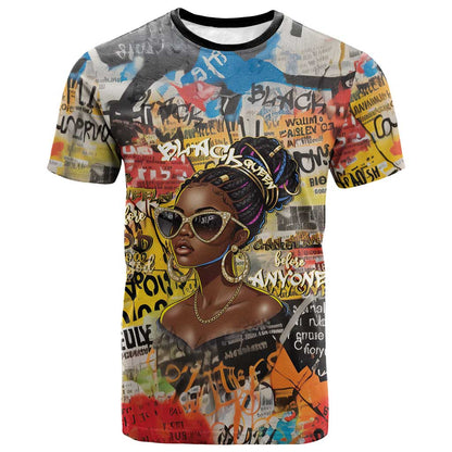 Black Her Story Graffiti Queen T-Shirt Black Woman Empowerment Graphic Tee