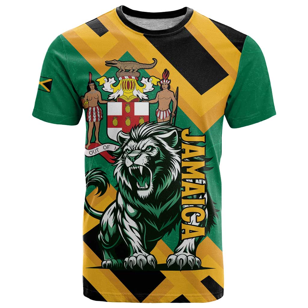 Jamaica Lion T-Shirt Coat Of Arms - Sporty Style Graphic Tee