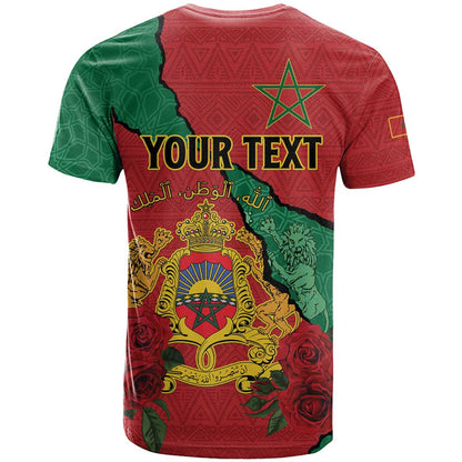 Personalised Morocco T-Shirt Coat Of Arms With Rose Graphic Tee