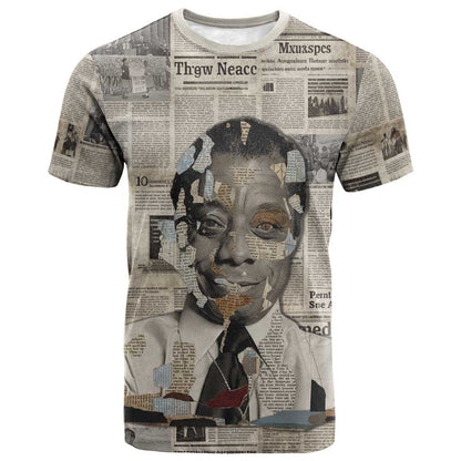 James Baldwin T-Shirt Vintage Newspaper Style Graphic Tee
