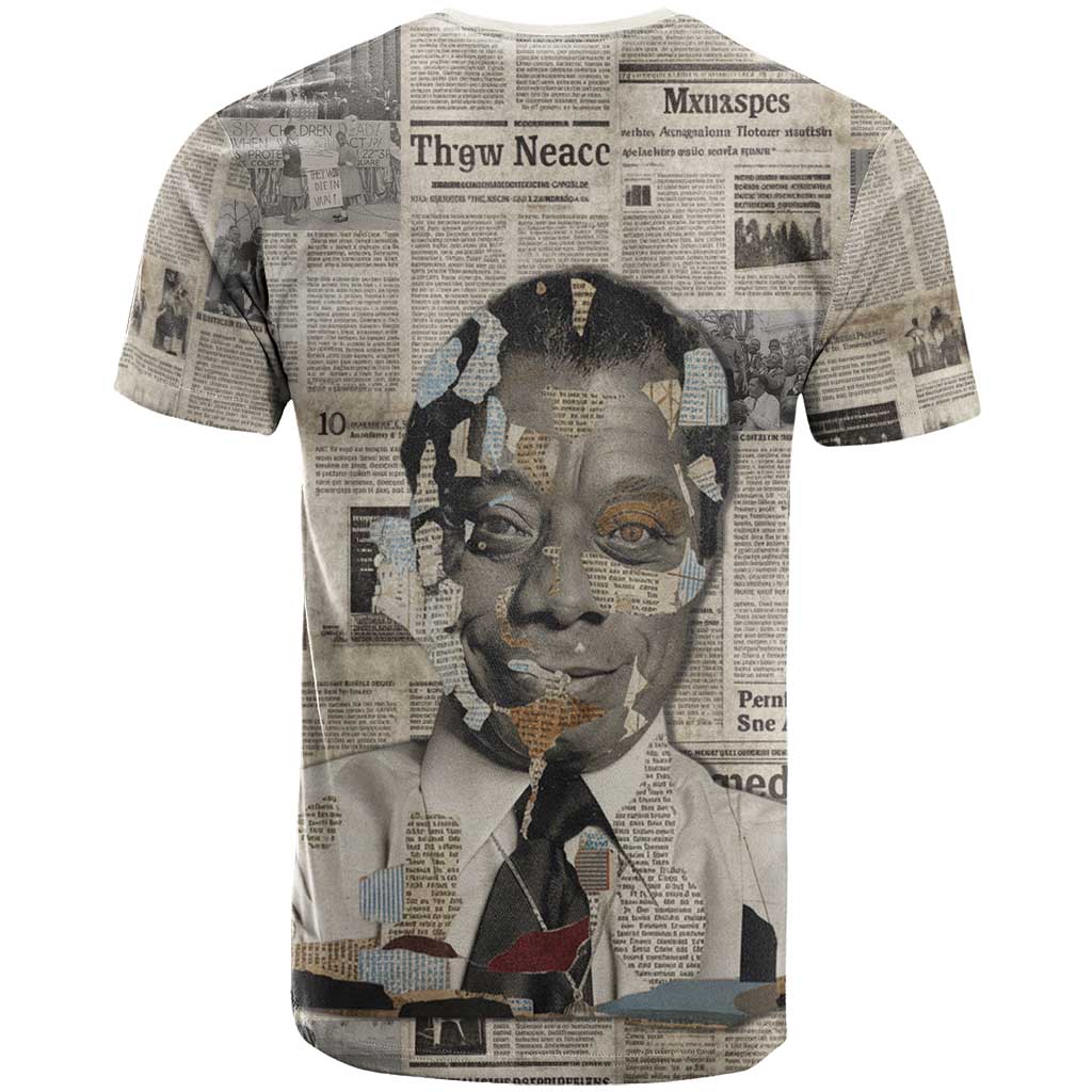 James Baldwin T-Shirt Vintage Newspaper Style Graphic Tee