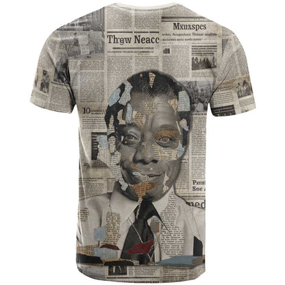 James Baldwin T-Shirt Vintage Newspaper Style Graphic Tee