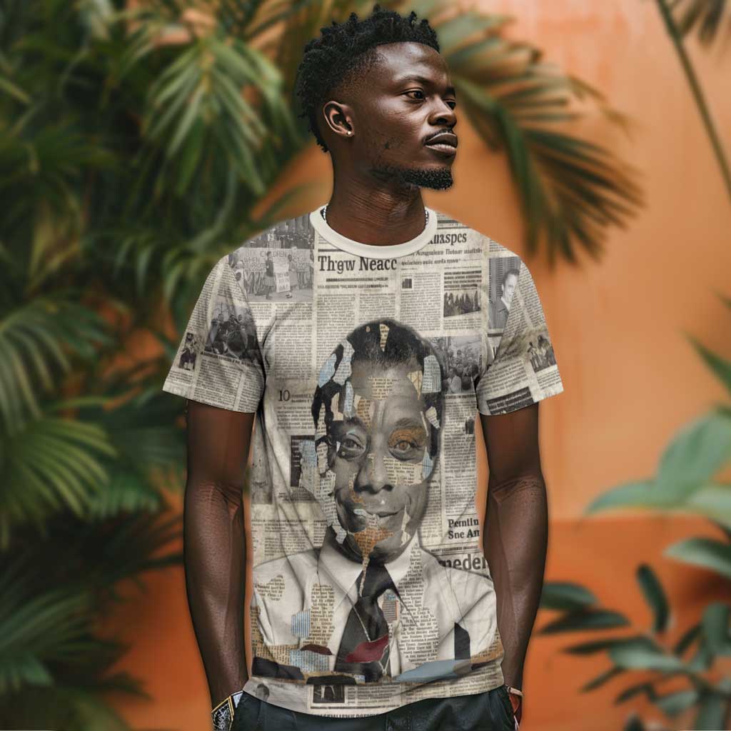 James Baldwin T-Shirt Vintage Newspaper Style Graphic Tee