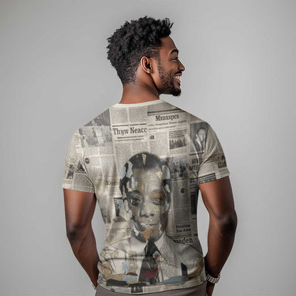 James Baldwin T-Shirt Vintage Newspaper Style Graphic Tee