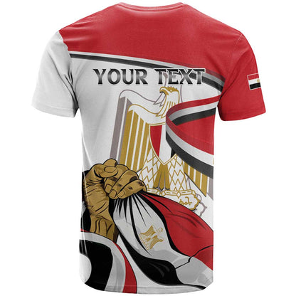 Personalized Egypt Revolution Day T-Shirt Coat Of Arms With Flag Graphic Tee