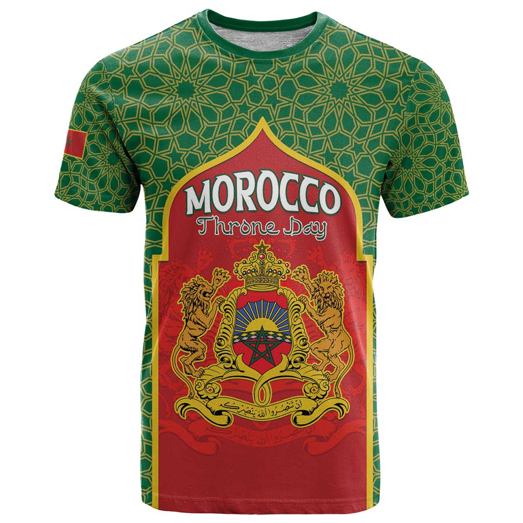 Personalized Morocco Throne Day T-Shirt King Lion Coat Of Arms Graphic Tee