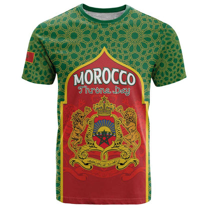 Personalized Morocco Throne Day T-Shirt King Lion Coat Of Arms Graphic Tee