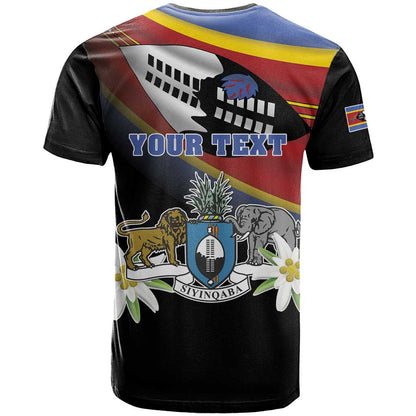 Personalized Eswatini Independece Day T-Shirt Coat Of Arms With Map Graphic Tee