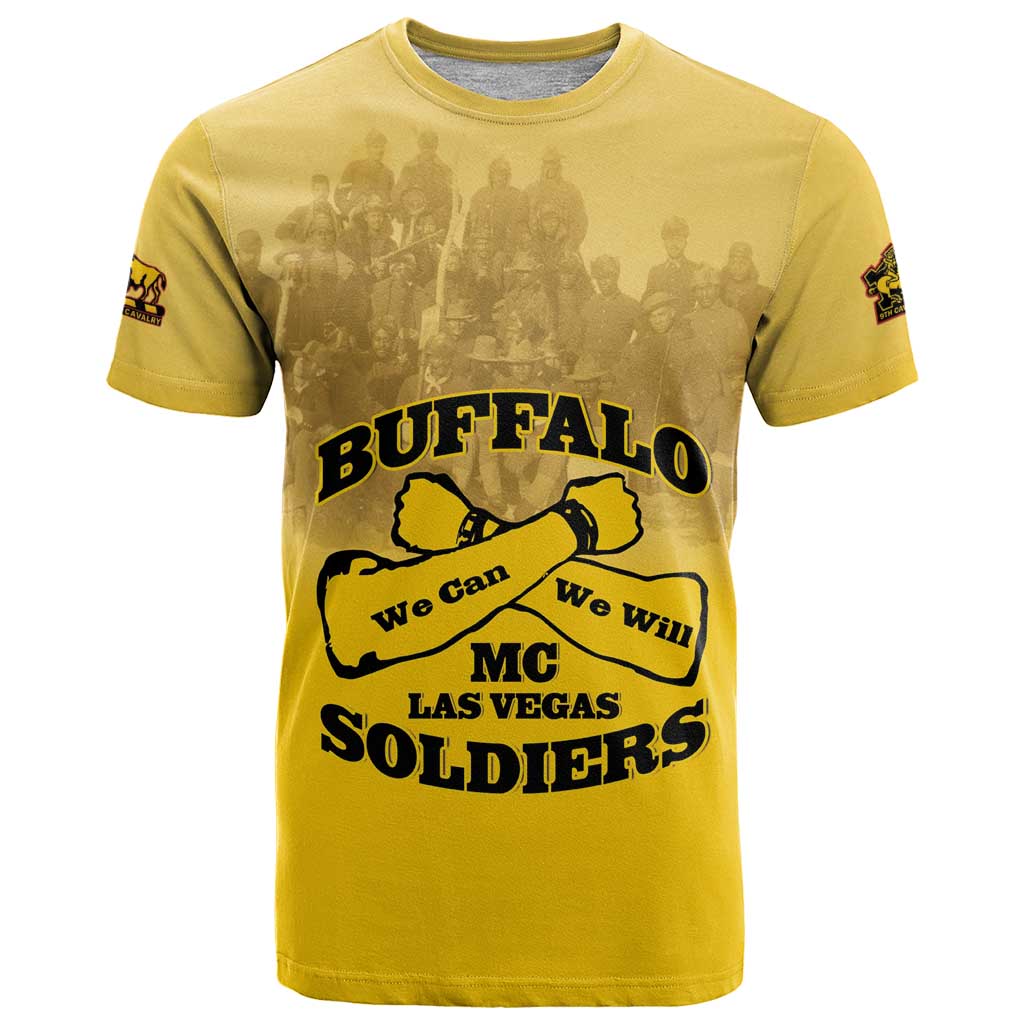 Personalized African American Buffalo Soldier T-Shirt We Can We Will - Yellow Graphic Tee