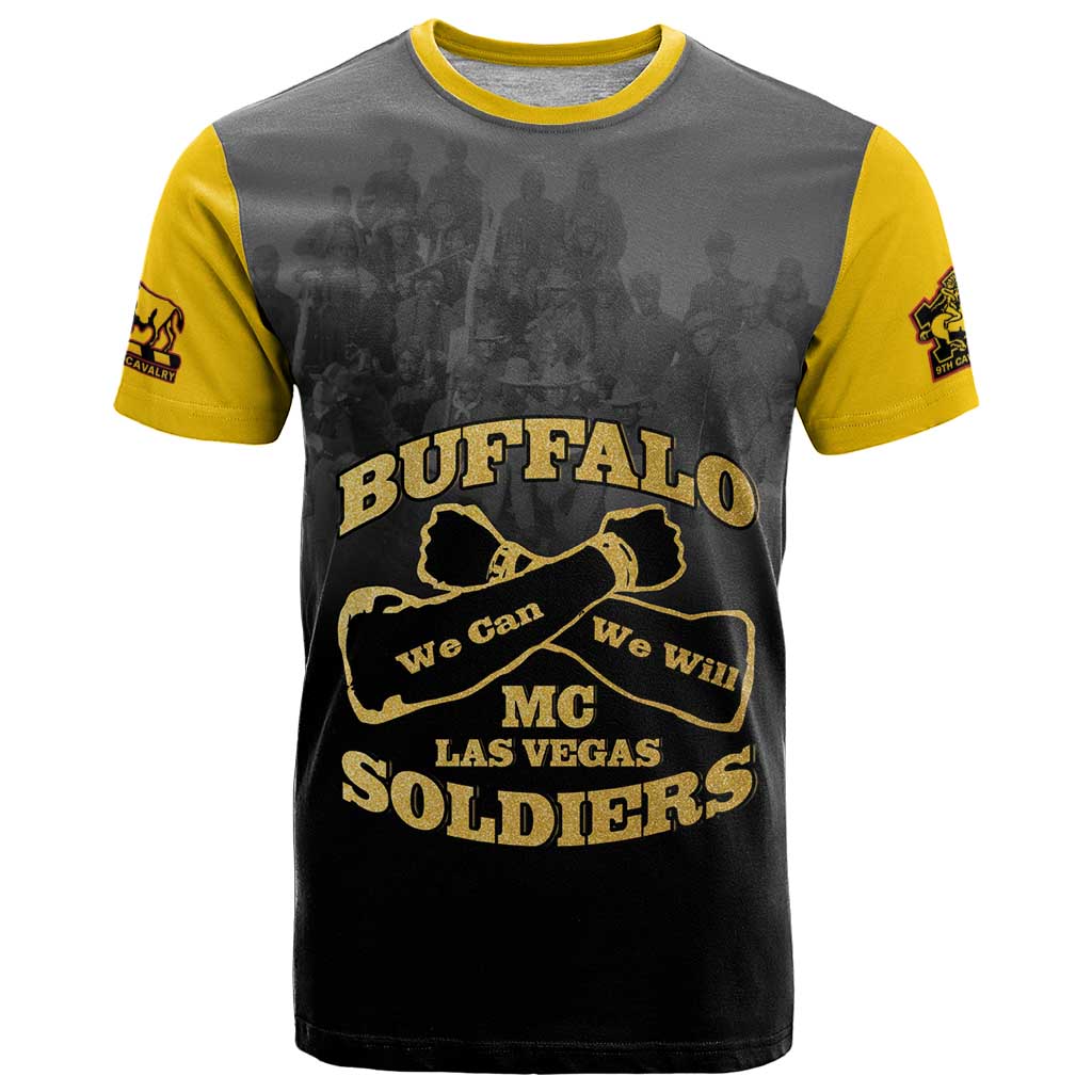 Personalized African American Buffalo Soldier T-Shirt We Can We Will - Black Graphic Tee