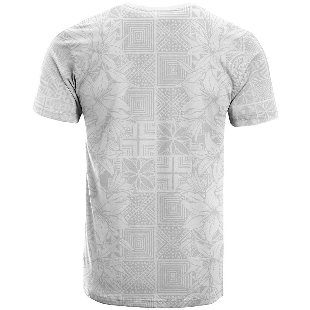 Nigeria Osun-Osogbo Festival T-Shirt White Lily Lei With Yoruba Pattern Graphic Tee
