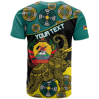 Personalised Mozambique T-Shirt African Elephant With Coat Of Arms Graphic Tee
