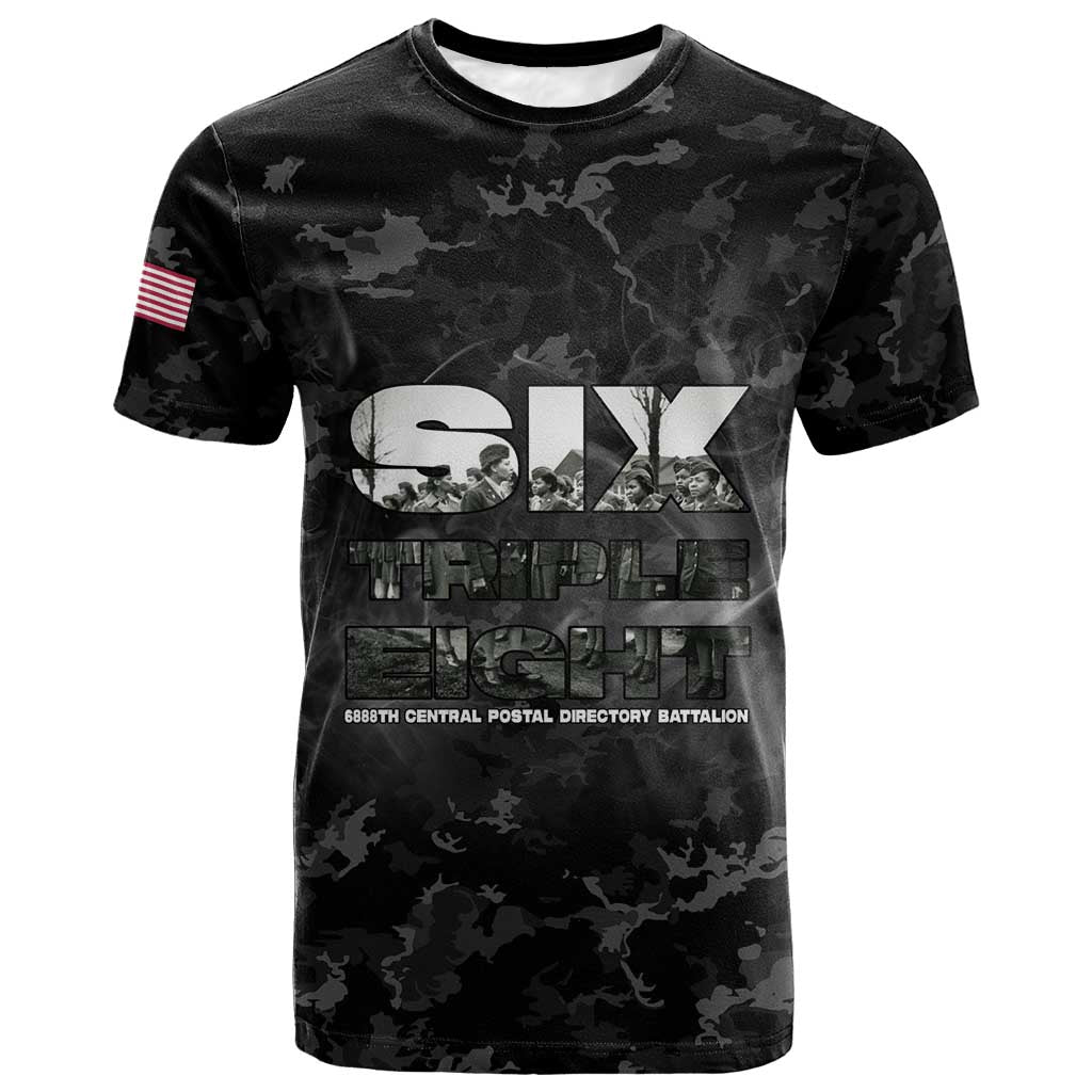 African American Heroes T-Shirt Six Triple Eight - Camo Style Graphic Tee