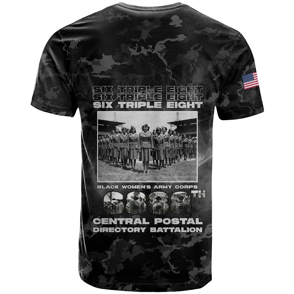 African American Heroes T-Shirt Six Triple Eight - Camo Style Graphic Tee