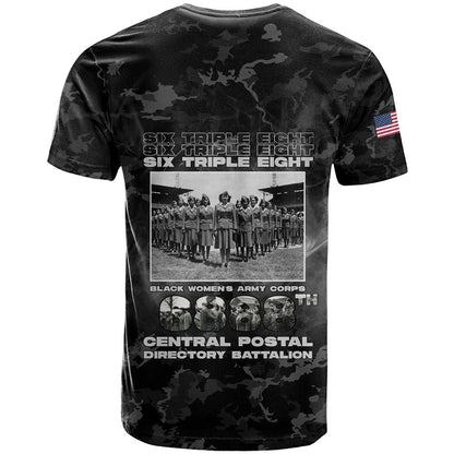 African American Heroes T-Shirt Six Triple Eight - Camo Style Graphic Tee