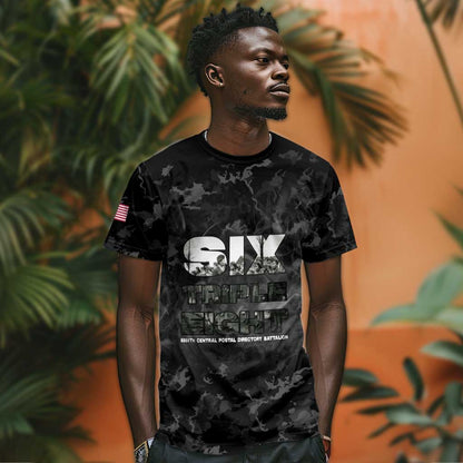 African American Heroes T-Shirt Six Triple Eight - Camo Style Graphic Tee
