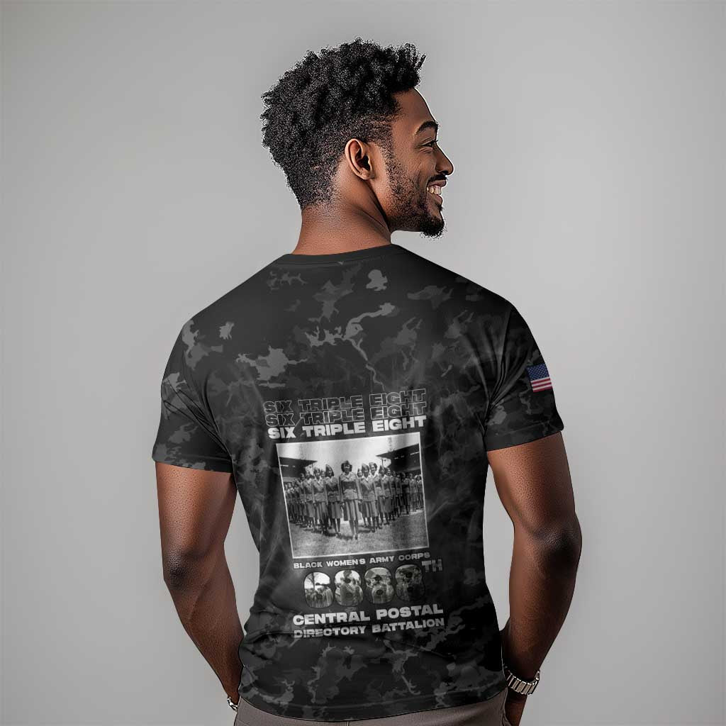 African American Heroes T-Shirt Six Triple Eight - Camo Style Graphic Tee