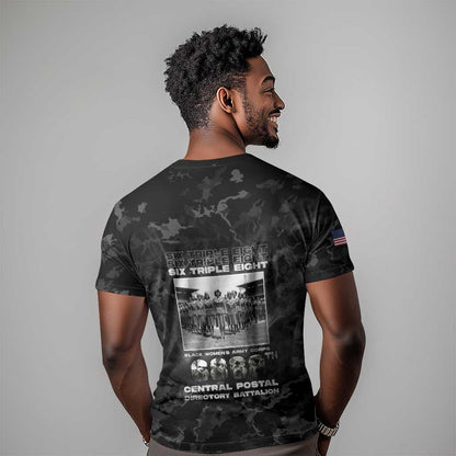 African American Heroes T-Shirt Six Triple Eight - Camo Style Graphic Tee