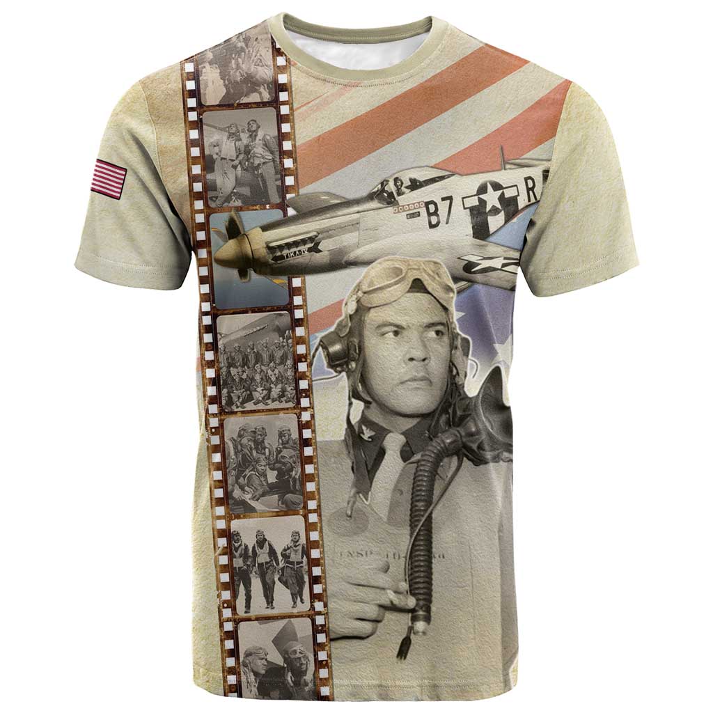 Tuskegee Airmen T-Shirt Red Tail Legacy Film Striped Style Graphic Tee