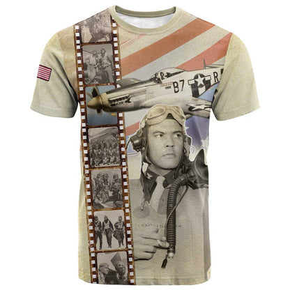 Tuskegee Airmen T-Shirt Red Tail Legacy Film Striped Style Graphic Tee