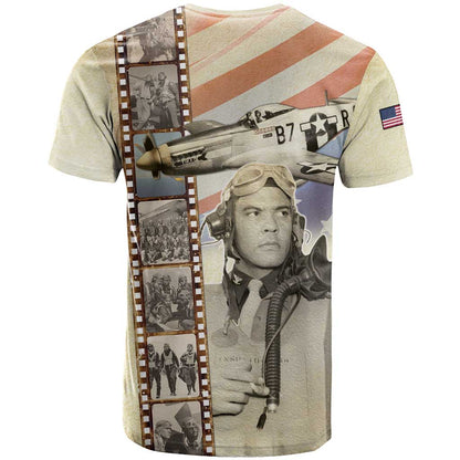 Tuskegee Airmen T-Shirt Red Tail Legacy Film Striped Style Graphic Tee